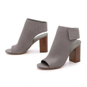 VINCE Faye Open Peep Toe Leather Bootie High Chunky Block Heel Sandal Wrap Boots